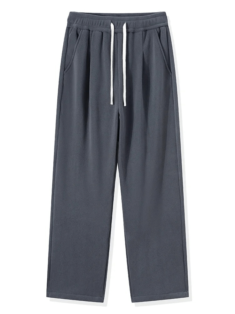 Casual wide fleece sweatpants for men SF1970 in gray with drawstring closure and side pockets, offering comfort and style.